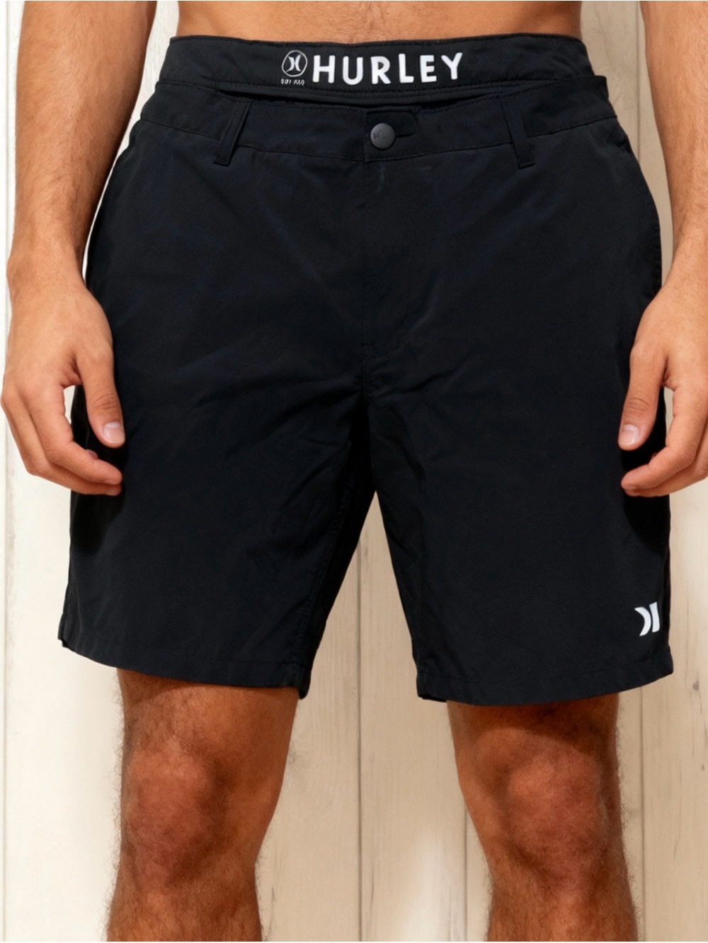 Hurley Black Men's Performance Swim Shorts with White Logo